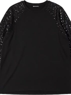 Black Sequin Raglan Sleeve Top